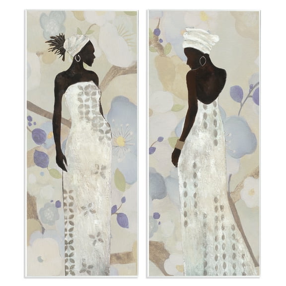 Stupell Industries Stylish Neutrals Women People Painting Unframed Art Print Wall Art, 7 x 17, Set of 2