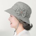 thumbnail image 2 of Women Summer Sun Hat for Elderly Mom Breathable Cotton Fabric Bow‑Decorated Bucket Hat Lightweight Outdoor UV‑Protection Fisherman Cap for Senior Ladies, 2 of 5
