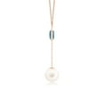 thumbnail image 2 of ANGARA Freshwater Cultured Pearl & London Blue Topaz Lariat Necklace in 14K Rose Gold for Women | June Birthstone, Birthday, Anniversary, Jewelry Gift for Women | Pearl Necklace, 2 of 7