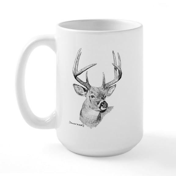 CafePress - Whitetail Deer Large Mug - 15 oz Ceramic Large White Novelty Mug