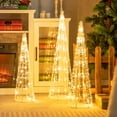 thumbnail image 4 of Costway Set of 3 Pre-lit Christmas Cone Trees Xmas Decoration with Star String & 90 Lights, 4 of 10