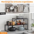 thumbnail image 3 of Especieros Para Cocina Retr&aacute;ctil, 2 Piezas Repisas Para Cocina, Estante Para Cocina, Material De Acero Al Carbono, Apilable Y Varios Estilos De Montaje, Para Cocinas, Armarios, Oficinas, Ba, 3 of 7