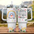 thumbnail image 2 of Nurse Gifts, Tumbler 40 Oz With Handle Lid And Straw, Nurse Rainbow Color, Engraved Nursing Cups Straws Funny Cup Nurses Tumblers Flower Handle Student Travel Coffee Week Er, 2 of 6