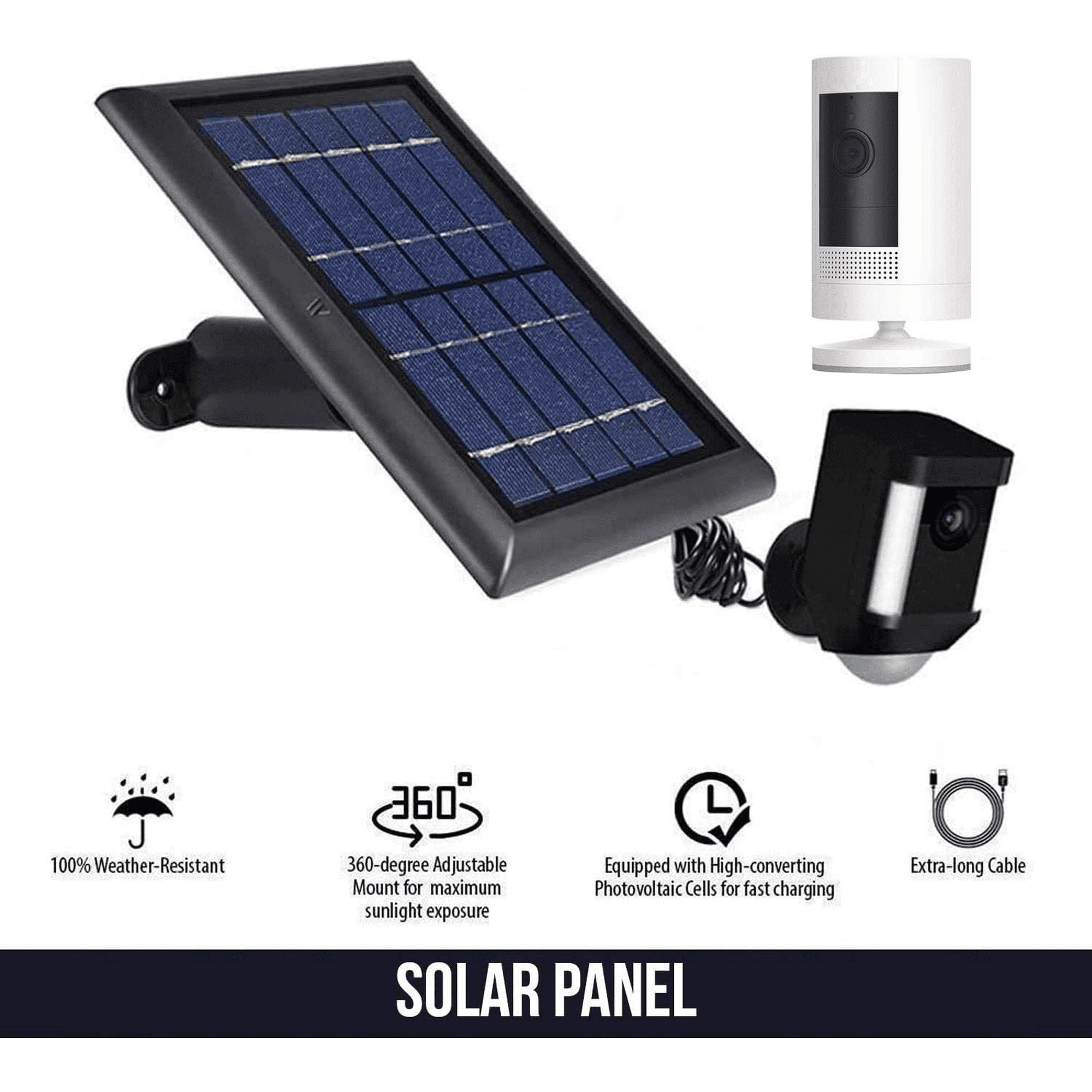 Wasserstein Solar Panel Compatible with Ring Spotlight Cam Battery