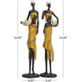 thumbnail image 3 of 6"W, 24"H Yellow Polyresin Handmade African Woman Sculpture with Water Jugs and Jeweled Details, by DecMode (2 Count), 3 of 9