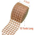 thumbnail image 4 of HUGFEGWE 4" x 10 Yards (30 ft 6 Rows) Bling Rhinestone Diamond Flower Shape Mesh Wrap Roll Faux Rhinestone Crystal Ribbon for Wedding, Cake, Vase Decorations, Party Supplies (Rose Gold UA824-25155, 4 of 6