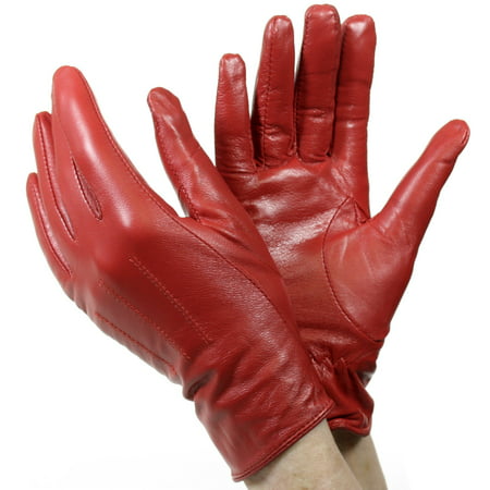 Isotoner A22817 Women's Lined Leather Gloves Red Size 7 - Walmart.com