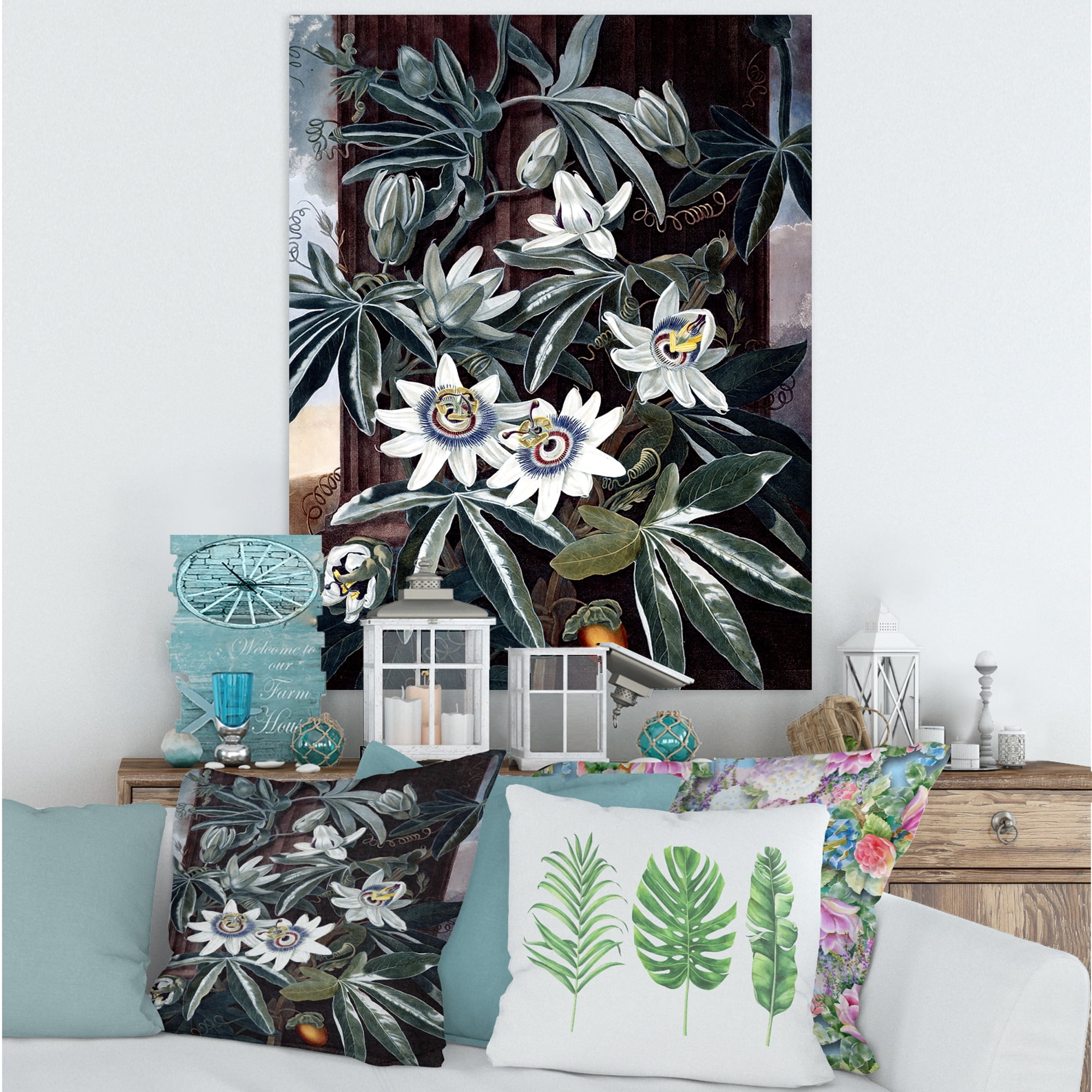 Designart ' Ancient Flowers I ' Traditional Canvas Wall Art Print