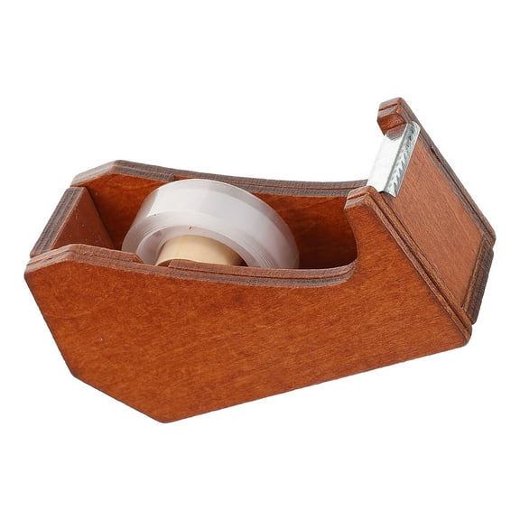 ibasenice Wooden Tape Dispenser Desk Holder with Adorable Design for Office Use