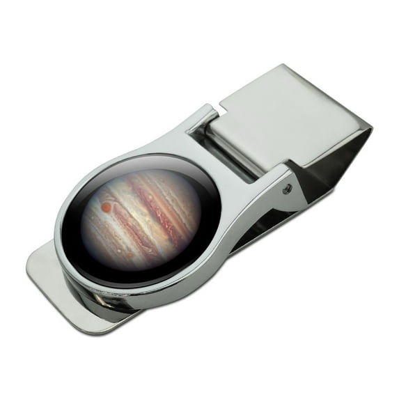 Planet Jupiter Solar System Satin Chrome Plated Metal Money Clip