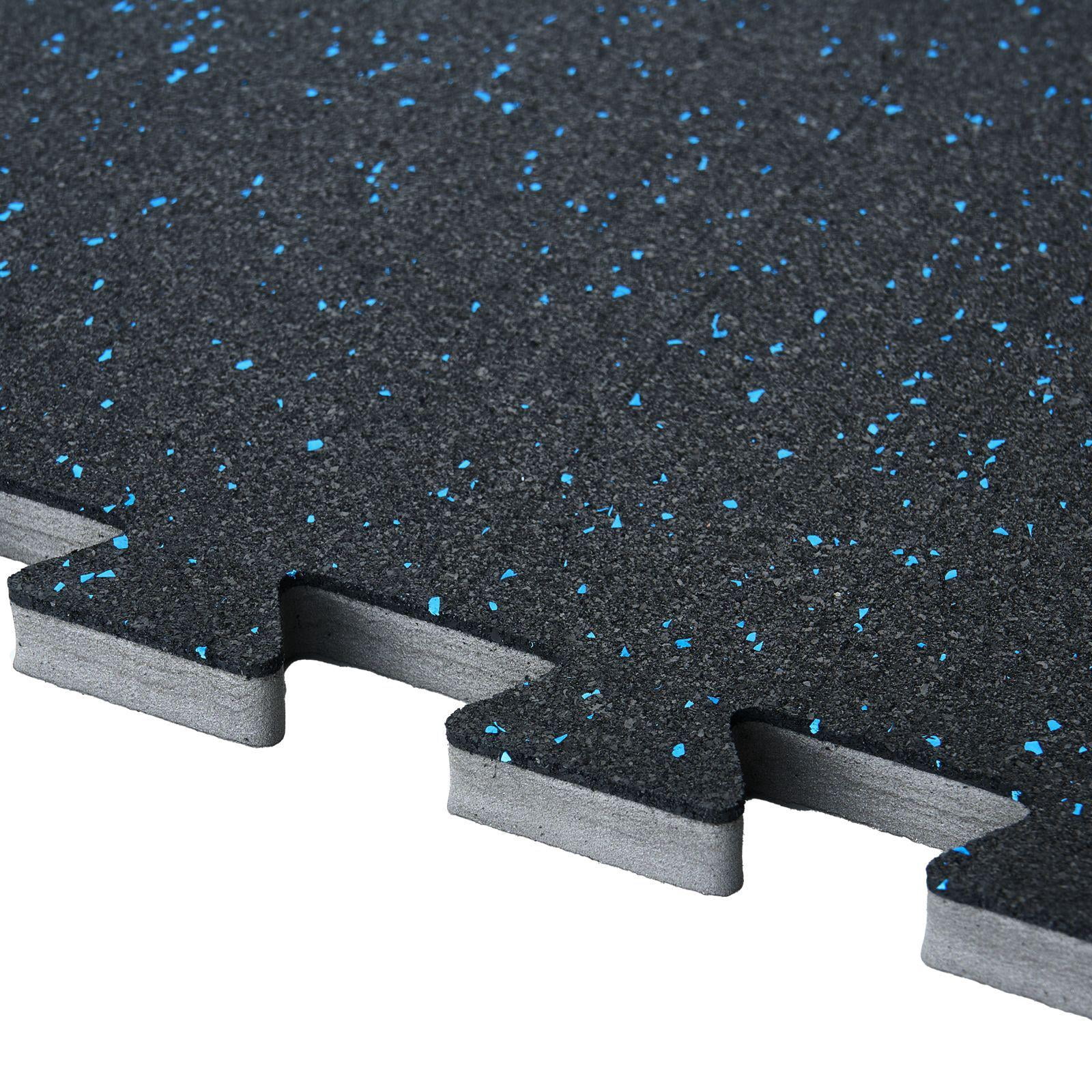 0.56 Inch Thick 25 Interlocking Rubber Top EVA Foam Gym Floor Mats 25x25 Inch 100 Sq Ft Coverage for Home Garage Workout Black Blue