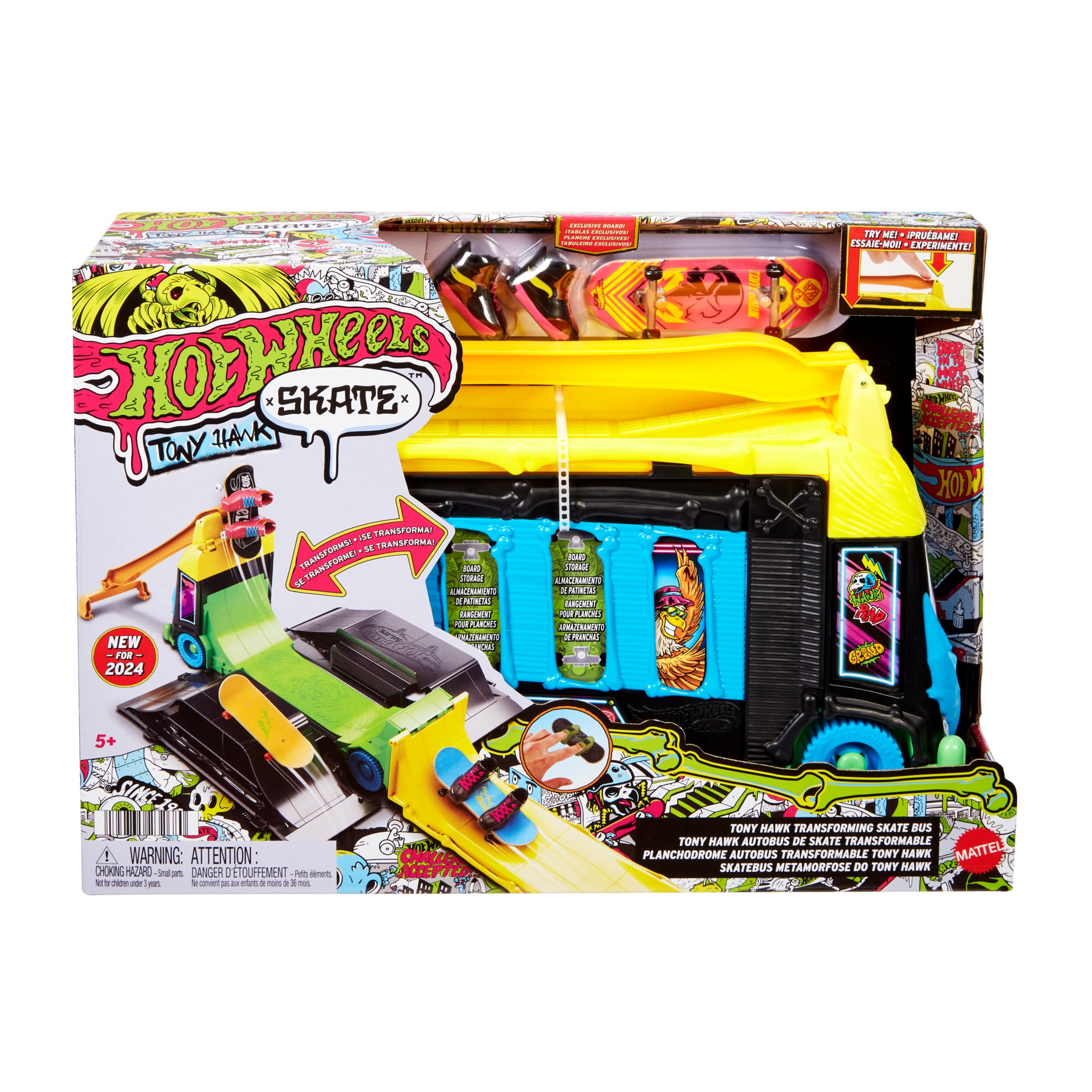 Hot Wheels - Brandclub - Skate Tony Hawk Transforming Skate Bus with 1  Exclusive Finger Skateboard \u0026 1 Pair of Removable Skate Shoes, image size:2200x2200