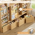thumbnail image 5 of Hiphuta 55"W Kid Toy Storage Organize with Sliding Bookshelf, Kid Bookcase with 4 Removable Drawers, Toy Storage Toy Organize for Kid Bedroom Playroom, Natural, 5 of 7