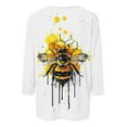 thumbnail image 4 of Tnhcen Women's World Bee Day Print Crewneck 3/4 Sleeve Autumn Casual Shirts - Plus Size Friendly Fashion Tops S-3XL, 4 of 5