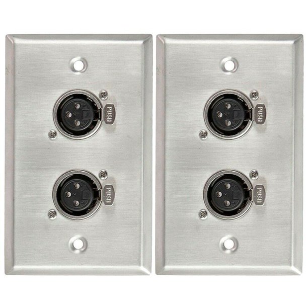 2x 2 Port 3Pin XLR Female Mic Microphone Cable Connector Wall Plate