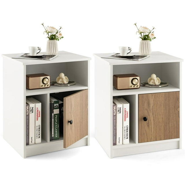 Giantex Ensemble de 2 Tables de Nuit, Table d'Appoint de Sofa, Gestion, Armoire de Rangement de Chevet Moderne, Table de Bout pour la Maison