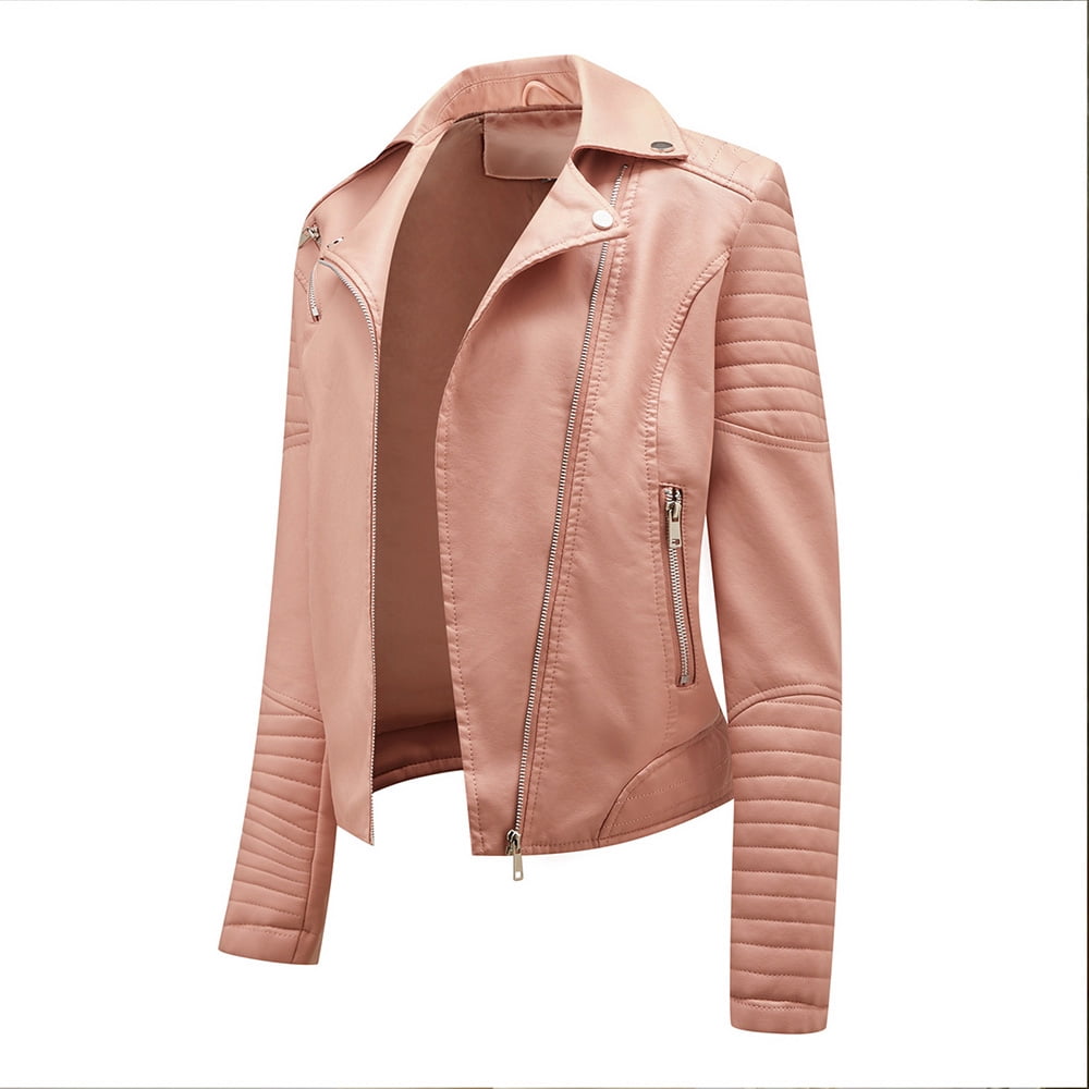 Leather Jackets for Women Konbeca Women Faux Leather Moto Biker Short Coat Jacket, Plus Size Short Lightweight Motorcycle Biker Jacket, Fitted Slim