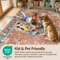 thumbnail image 4 of Design&I 4'x6' Washable Area Rug Vintage Boho Kilim Scroll Distressed Border Potbelly Burning for Reading Nook, Bedroom, Pet Friendly & Non-Slip Built-In Grip, 4 of 7