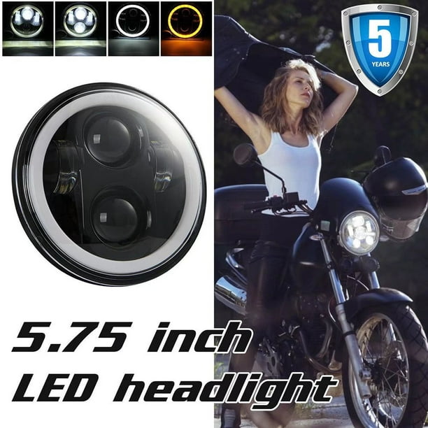 5.75in 12V Moto Phare LED, 35W Noir LED Moto Phare Ampoule, Pour Moto 