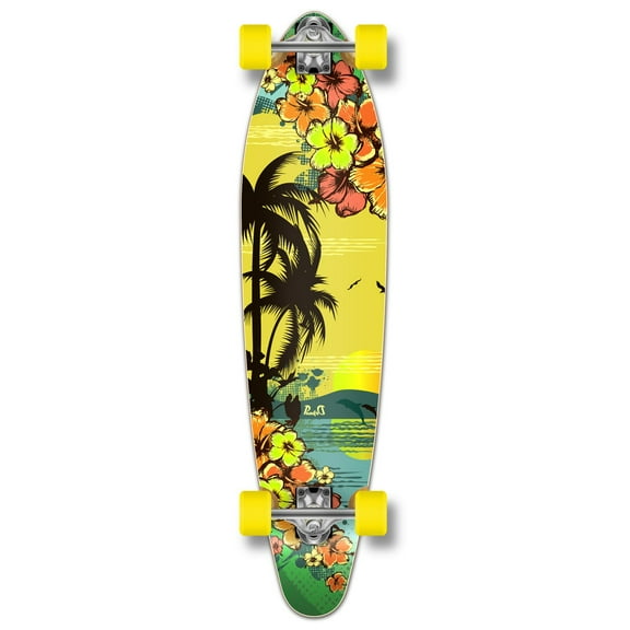 Yocaher Kicktail Tropical Day Longboard Complete