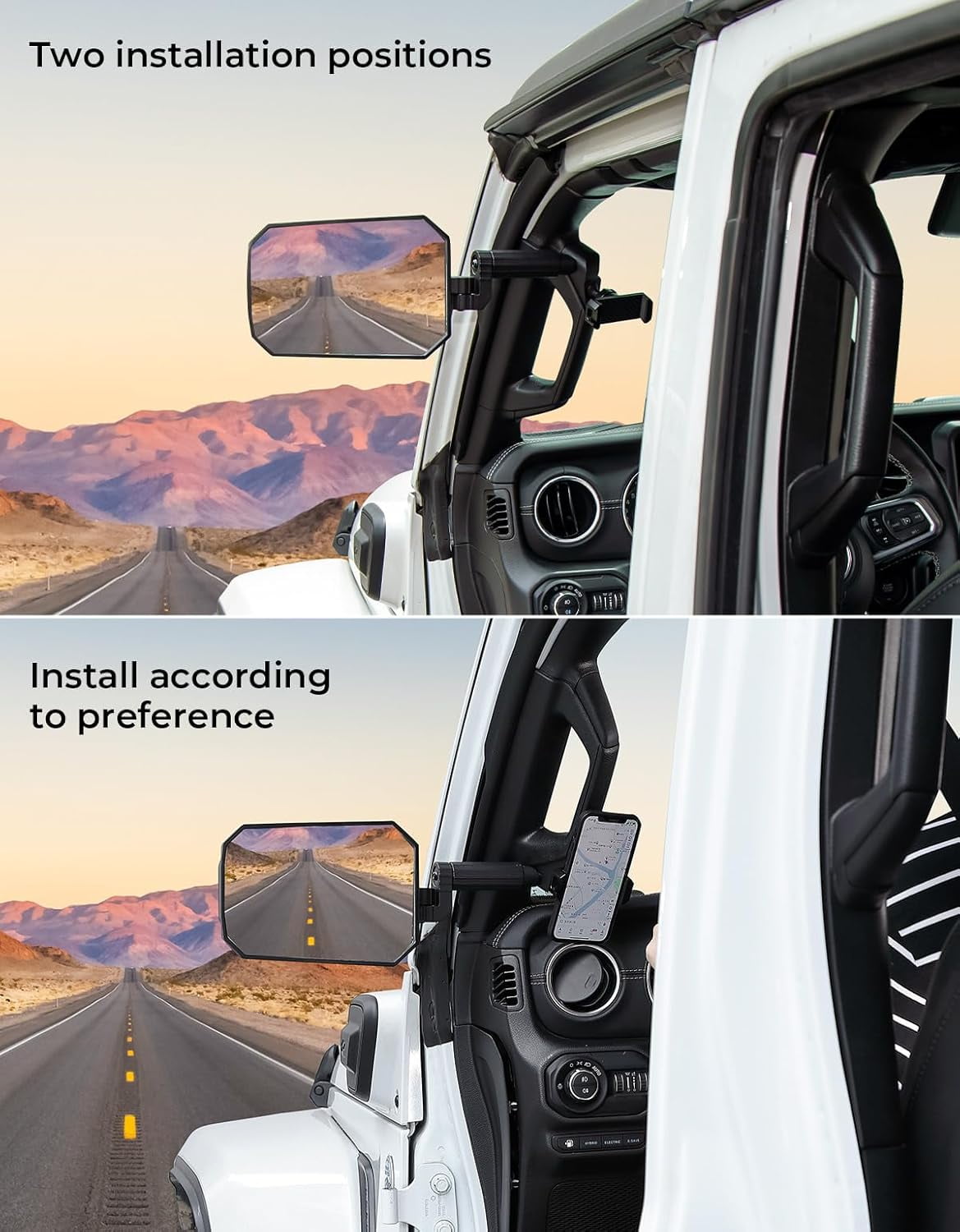 JOYTUTUS Mirrors Doors Off Compatible with 2018-2023 Wrangler JL/JLU & Gladiator JT, JL Side Mirrors with Ball Adapter, Wider View