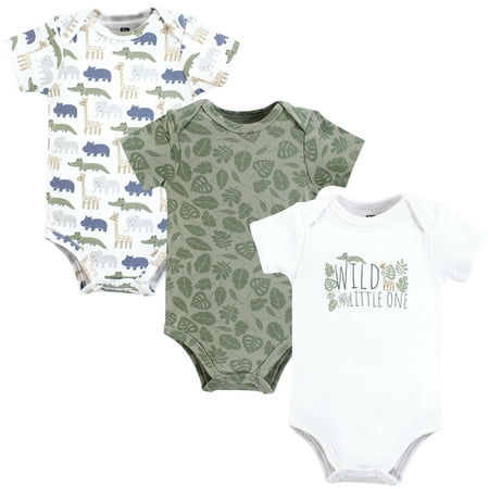 Hudson Baby Cotton Bodysuits  Wild Leaf Safari  9-12 Months