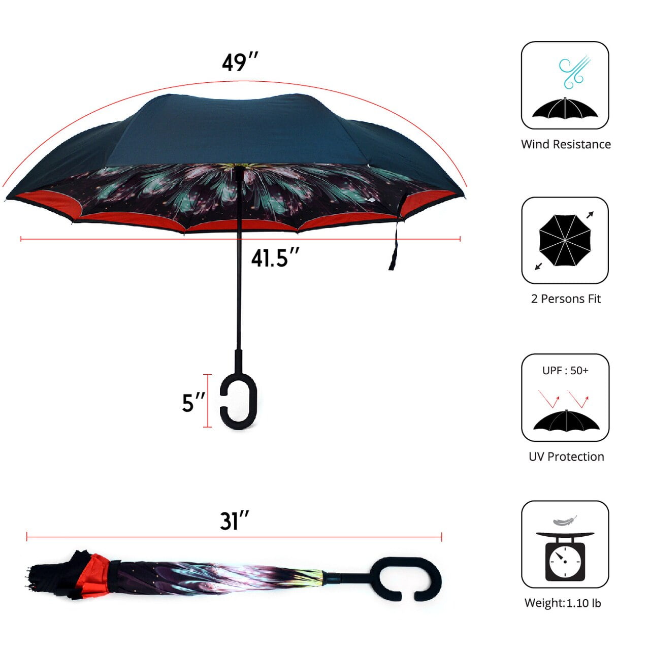 Floral Inverted Double Layer Umbrella