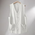thumbnail image 2 of Agkizg Men's Casual Vests Solid Color Sleeveless V Neck Button Down Cardigan Summer Top, 2 of 3
