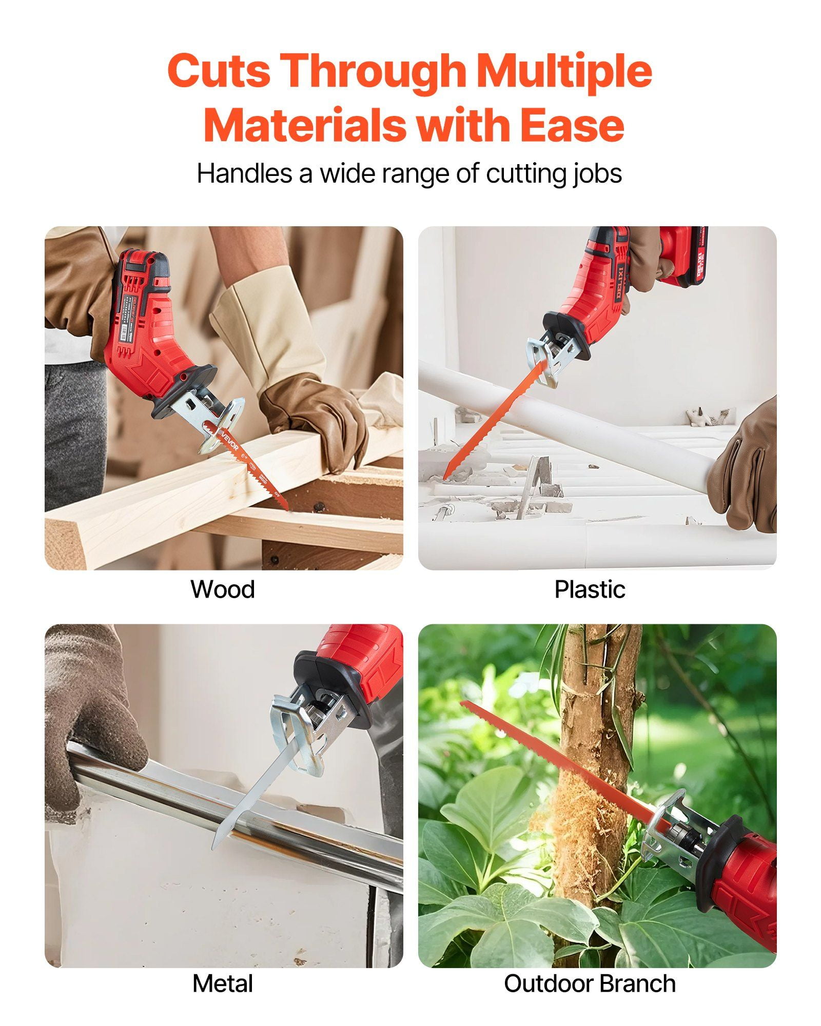 Reciprocating Saw Blades, 32-Piece, Various Sizes Bi-Metal Reciprocating Saw Blade Set with Universal Shank, for Metal and Wood Cutting, Sharp Teeth for Fast and Smooth Cuts, Orange and Gray