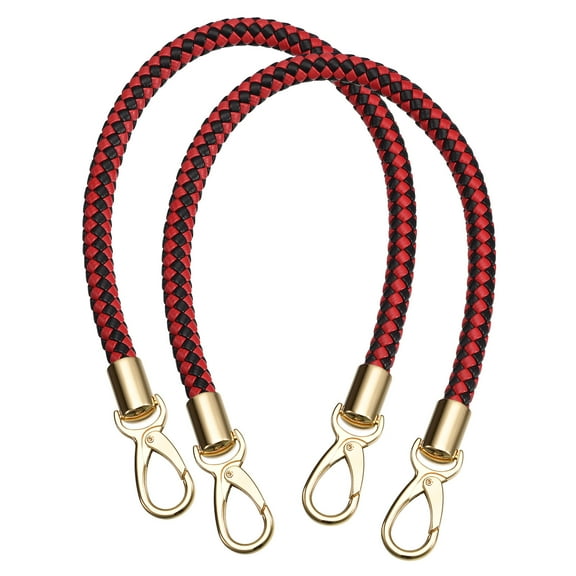 Uxcell 2Pack 50cm/19.7" Braided Leather Purse Replacement Strap for Handbag, Black/Red