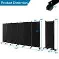 thumbnail image 2 of 6-Panel Folding Room Divider 6FT Rolling Privacy Screen w/ Lockable Wheels Black For Daily Life, 2 of 10