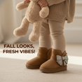 thumbnail image 6 of bebe Toddler Girl's Winter Boots – Cozy Microsuede Boots with Rhinestone Bow, Fashion Boots for Toddlers, Slip-On Cold Weather Boots, 6 of 8