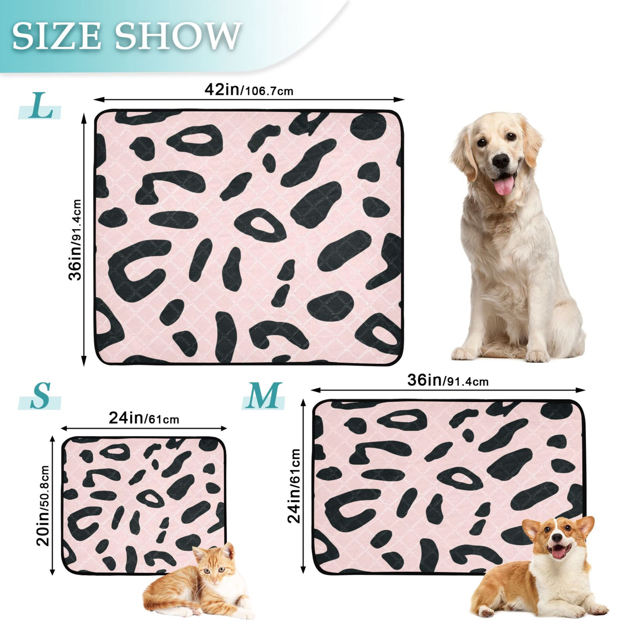 Washable Pet Pee Pads with Super Absorbent Reusable Training Pads for Dogs & Cats Creamy Pink Leopard Print