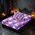 thumbnail image 2 of Homewish Halloween Ghost Twin Sheets, Pumpkin Bat Spider Bedding, Purple White Black, 3pcs (1 Flat Sheet, 1 Fitted Sheet and 1 Pillowcase), 2 of 4