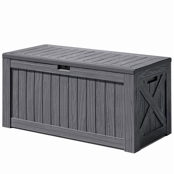 Devoko 122 Gallon Outdoor Patio Box Deck Plastic Resin Storage Box Backyard, Dark Grey