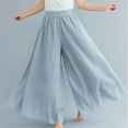 thumbnail image 2 of qolati Cotton Linen Yaga Pants for Women 2023 Summer Elastic Waist Flowy Wide Leg Palazzo Pants Casual High Waisted Beach Lounge Trouses, 2 of 6