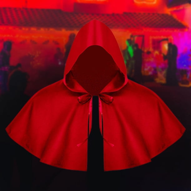 Capa de Halloween Salvador Poncho con Capucha Medieval Rojo