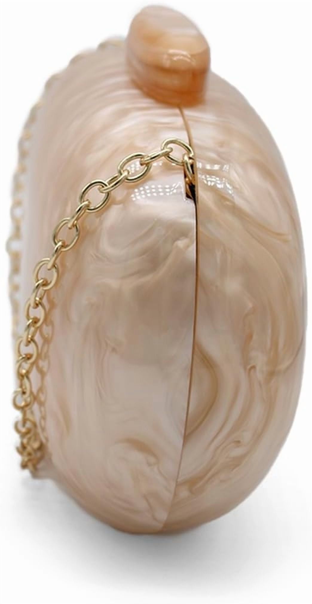 Kwuty Acrylic Evening Clutch Bag for Women Shell Shape Shoulder Crossbody Bag Glitter Marble Purse Handbag
