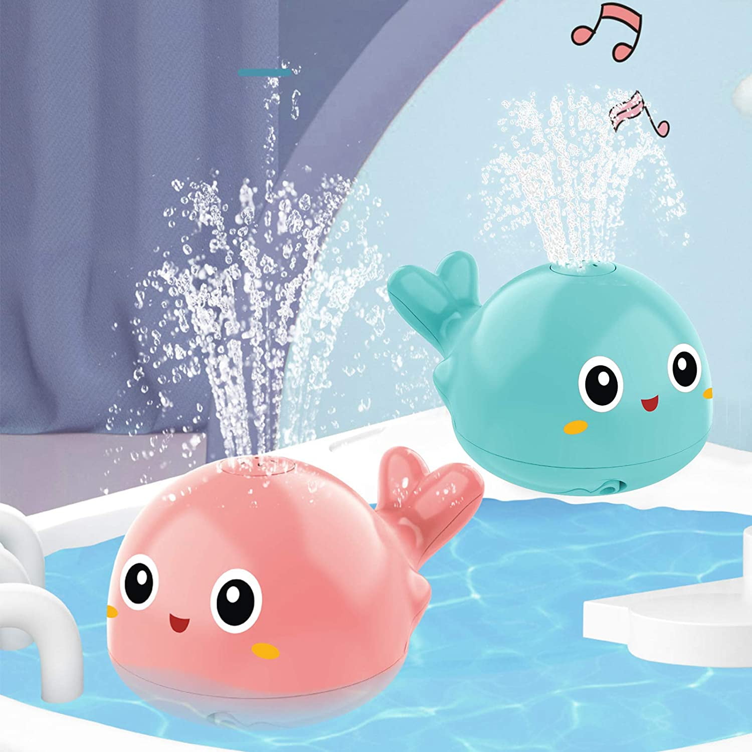 Happytime Baby Swimming Floating Bath Toy Swimming Water Electronic Dolphin Bathtub Toy Floating Toys for Baby Toddler Kid Boys and Girls 