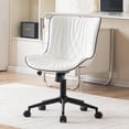 thumbnail image 1 of Home Office Desk Chair with Comfy Back Ergonomic Modern Faux Leather Swivel Rolling Task Computer Chair with Wheels Armless Adjustable Vanity Chair for Study Sewing Drafting, 1 of 6