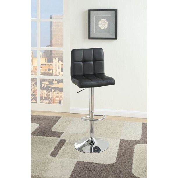 Simple Relax Set of 2 Black Faux Leather Bar Stools