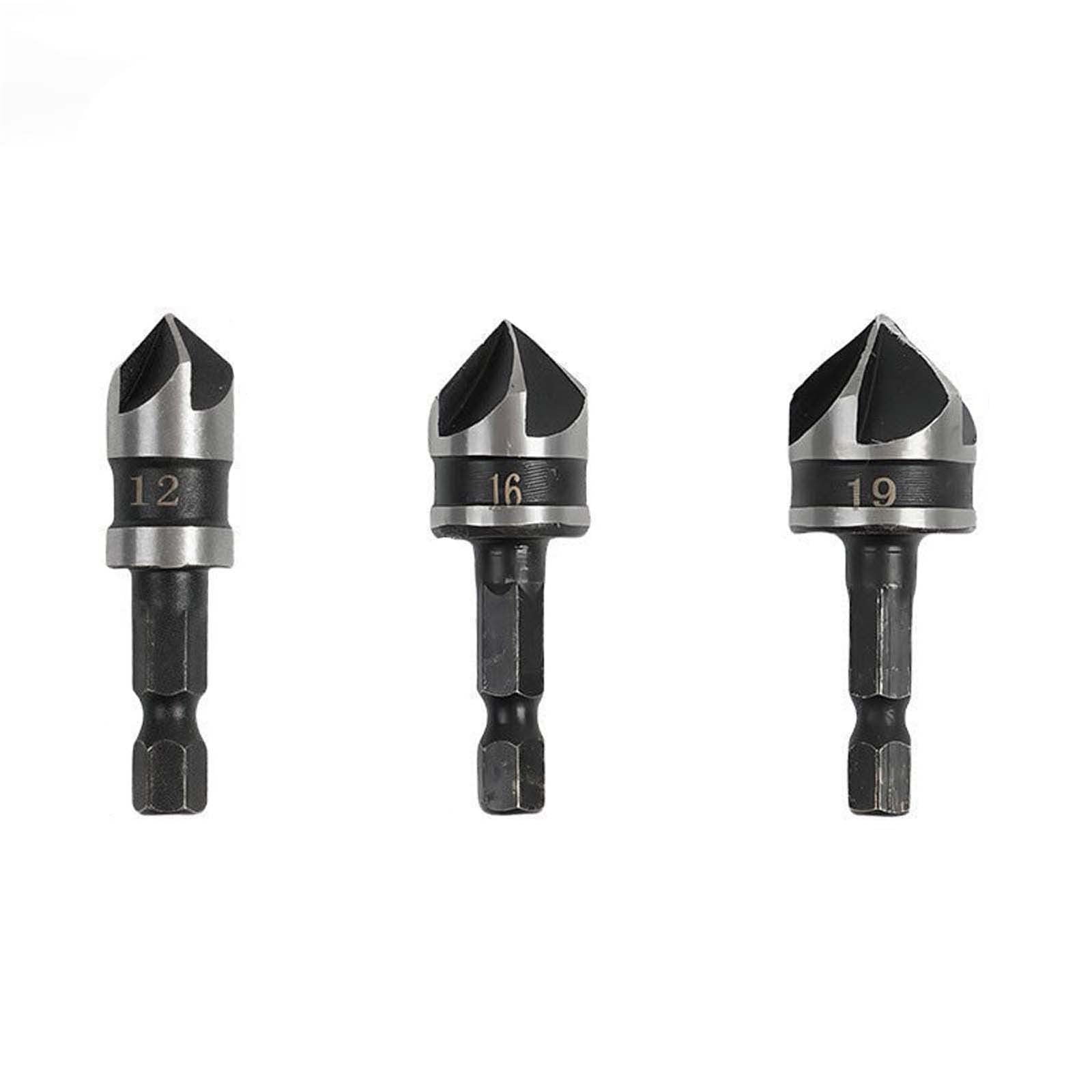 Lunxisen 3 Pcs High Carbon Steel Drill Bit Set Professional Precision for Woodworking Metalworking Durable Tools