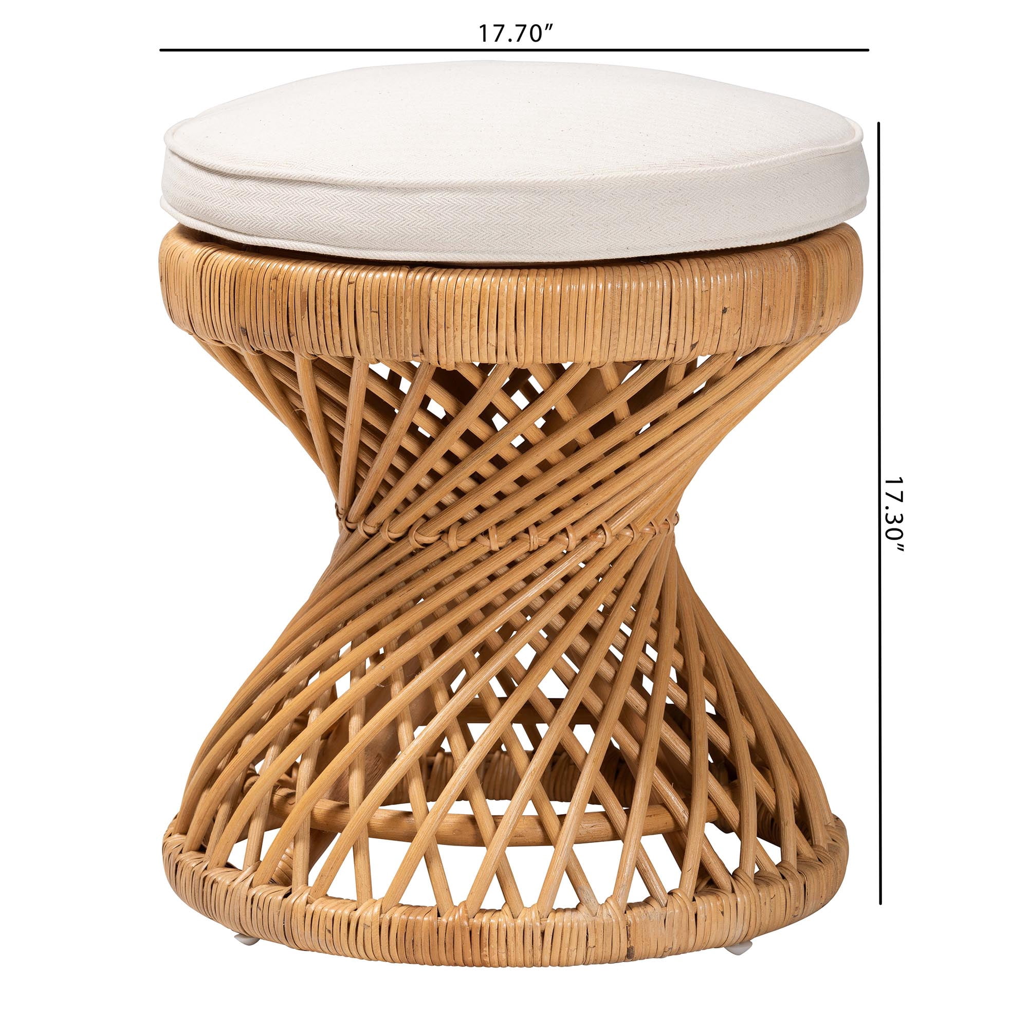 bali & pari Borneo Boho Footstool, Light Honey