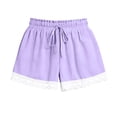 thumbnail image 2 of Ruffle Shorts Girls Elastic High Waisted Summer Short with Floral Lace Patterned Hem Casual Travel Vacation Beach Shorts with Pockets 15-16 Years, 2 of 5