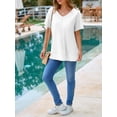 thumbnail image 5 of Womens Oversized Tshirts Knit V Neck Short Sleeve Tunic Tops Summer Casual Loose Fit Tee Shirts, 5 of 5