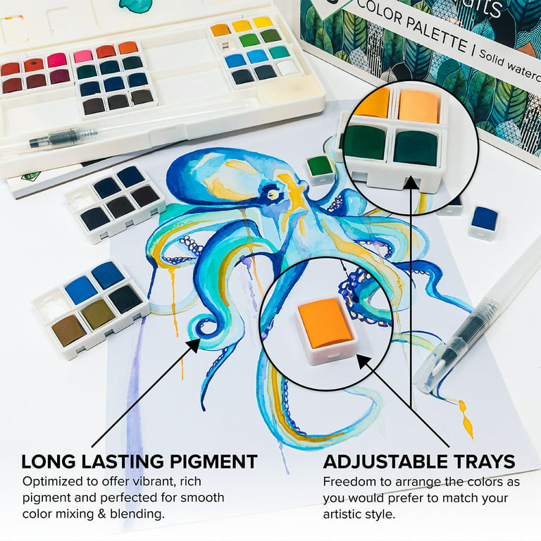 GenCrafts Premium Watercolor Palette, Set of 48 Classic Colors 