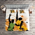 thumbnail image 2 of Ambesonne Cartoon Quilted Coverlet 3 Pcs, Basketball Players Art, Queen Size, Orange Green, 2 of 2