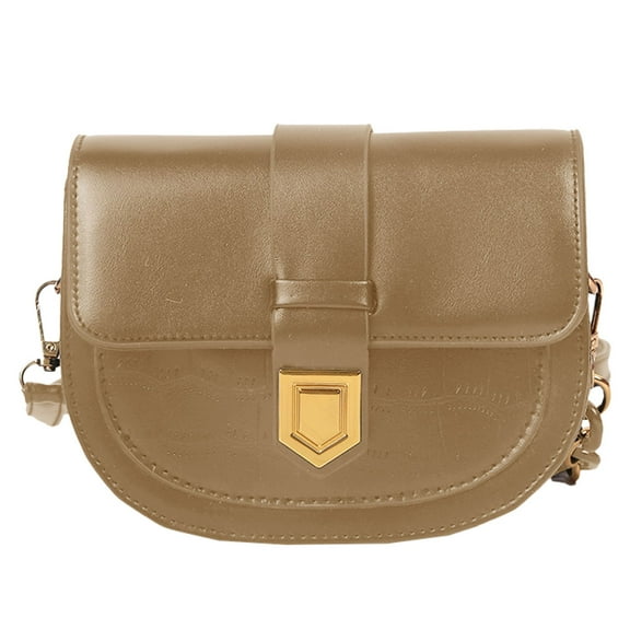 Stone pattern women's bag saddle bag leisure artificial leather one-shoulder diagonal bag - khaki