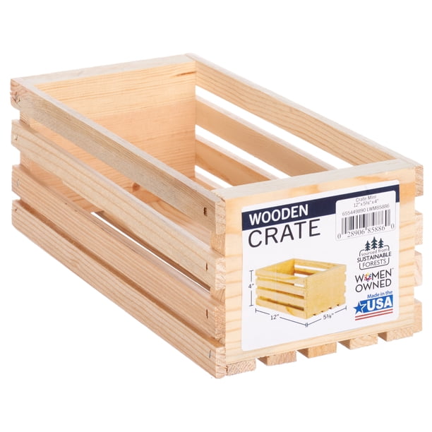 Unfinished Wood Crate 12in - Walmart.com