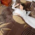 thumbnail image 5 of Manfei Boho Sun and Leaf Queen Bedding, Mid Century Geometric Bedding Comforter Set Queen, Brown, Reversible 7-Piece, 5 of 6